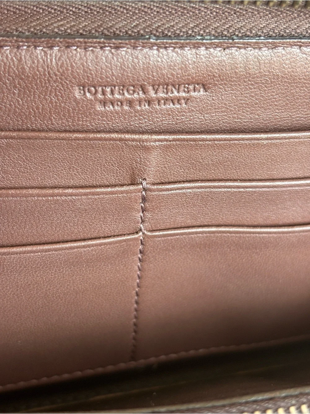BOTTEGA VENETA Brown Intrecciato Woven Leather Zip Around Wallet